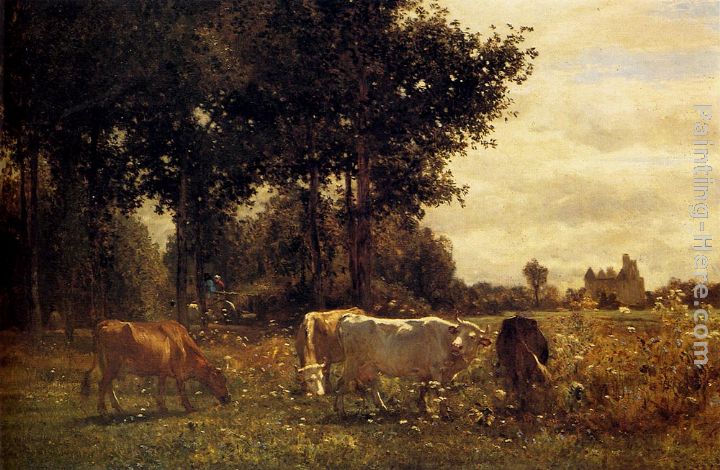 Cows Grazing painting - Constant Troyon Cows Grazing art painting